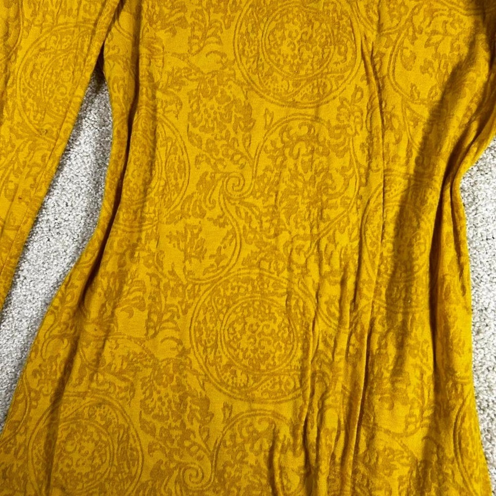 Y2K women's BKE paisley style yellow babydoll fit long sleeve shirt - Picture 3 of 6